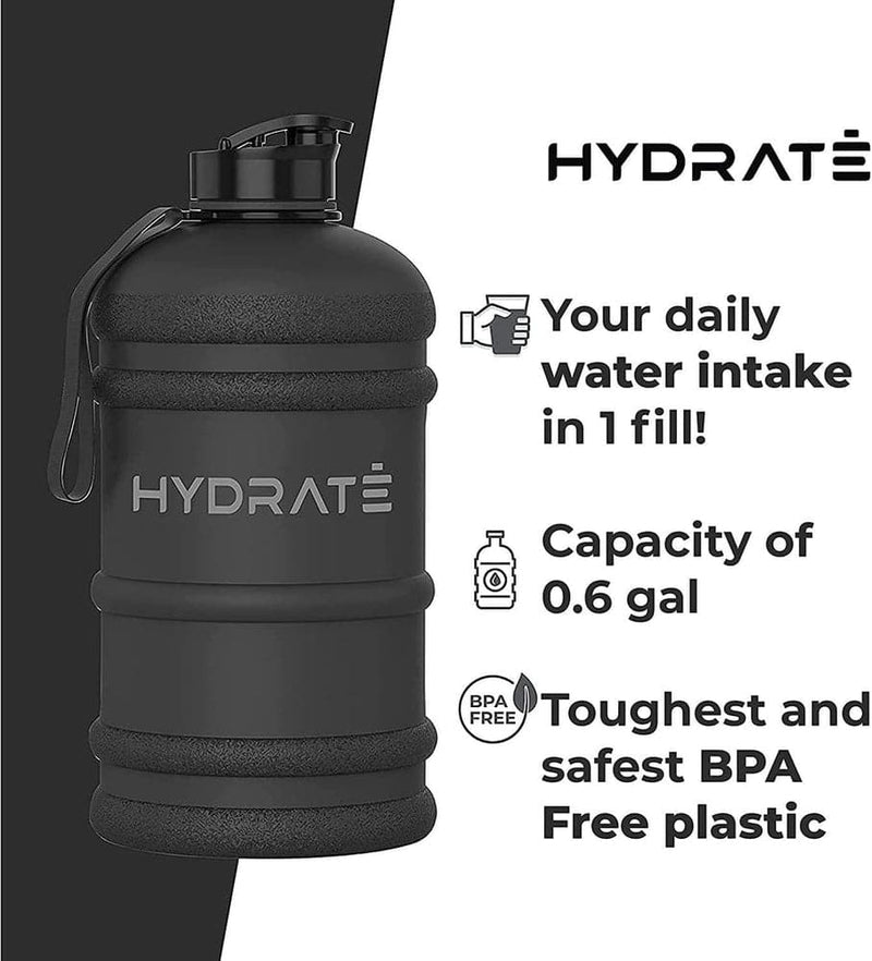 Hydrate 2.2 Litre Water Bottle - Now with Easy Drink Cap - Durable & Extra Strong - BPA-Sports & Outdoors-Kettlebell Kings