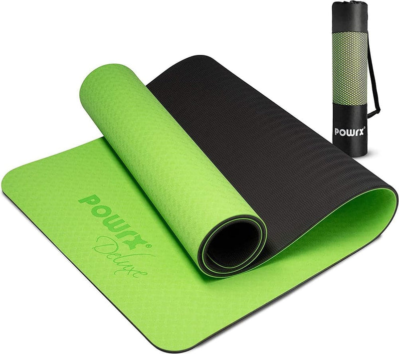 POWRX Yoga Mat 3-layer Technology incl. Carrying Strap + Bag | Excersize mat for workout-Sports & Outdoors-Kettlebell Kings