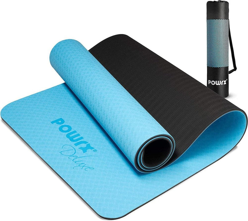 POWRX Yoga Mat 3-layer Technology incl. Carrying Strap + Bag | Excersize mat for workout-Sports & Outdoors-Kettlebell Kings