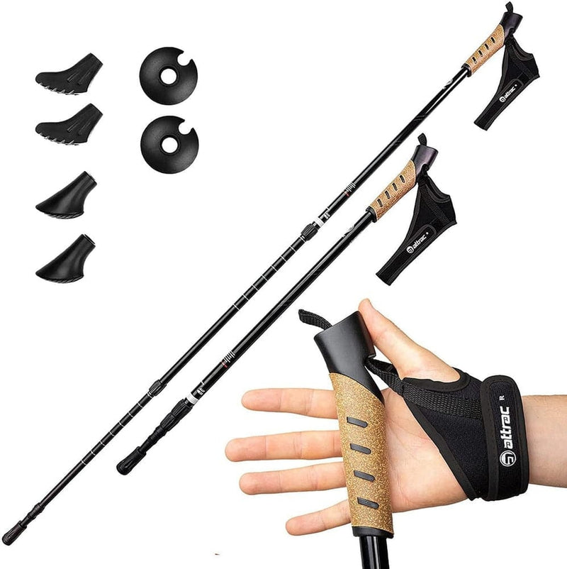 ATTRAC Nordic Walking Sticks for Hiking Poles, Aluminium Trekking Poles for Hiking-Sports & Outdoors-Kettlebell Kings