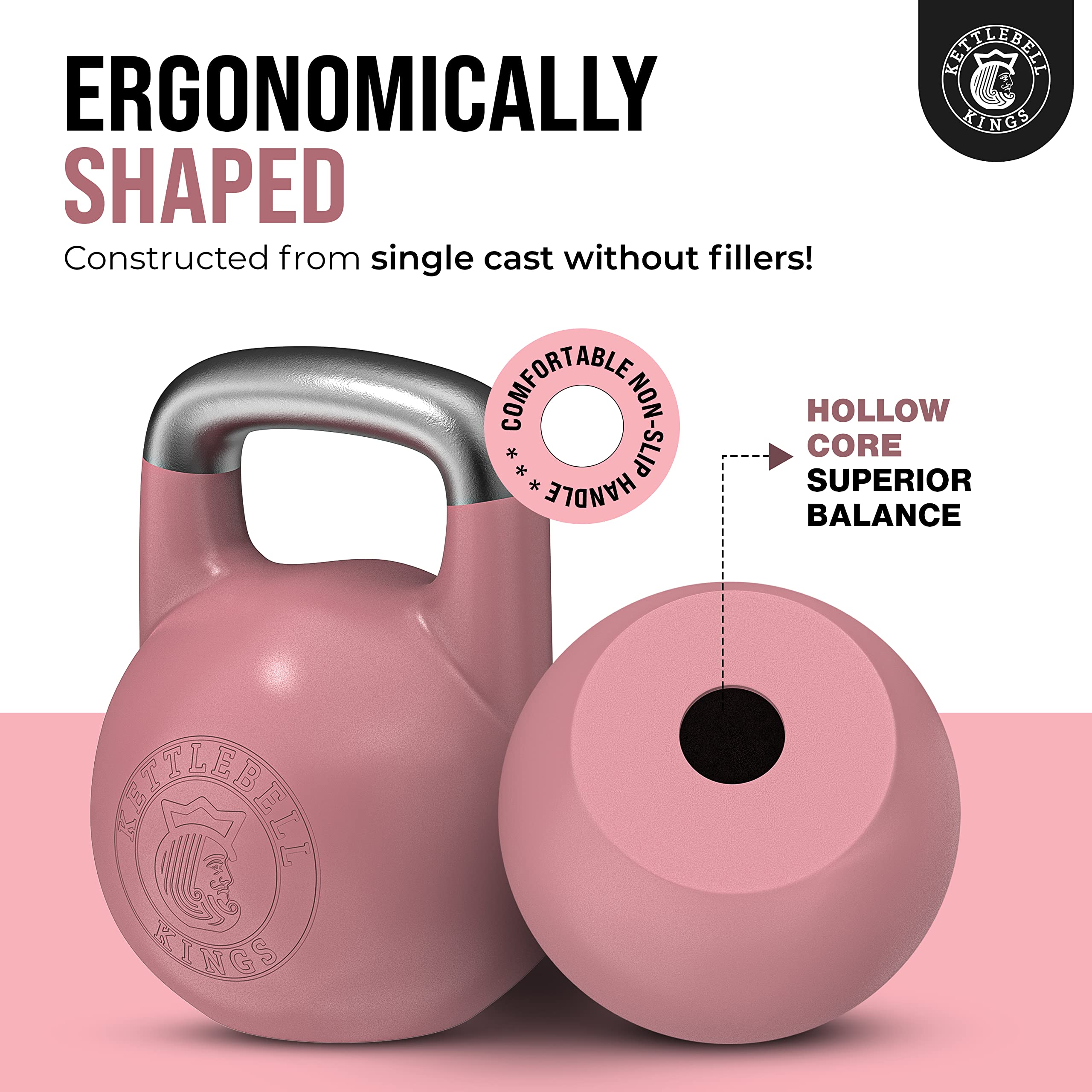 Kettlebell Kings 10kg Competition Kettlebell Weight - Pink - 1 Piece