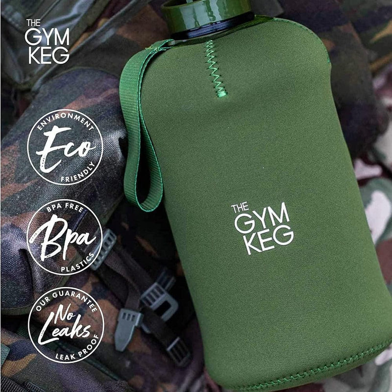 THE GYM KEG Sports Water Bottle Half Gallon With Carry Handle - Gray