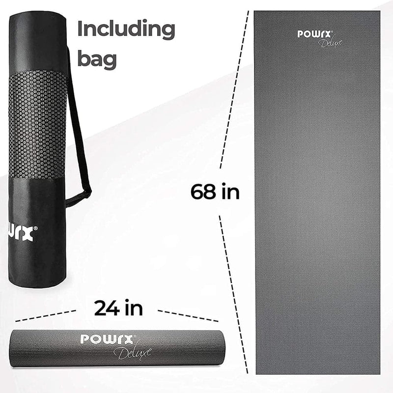 POWRX Yoga Mat Thick Red 75 x39 x0.6  Exercise Mat 1/2 - 3 Widths w/ Strap  & Bag, 75x39x0.6 - Foods Co.