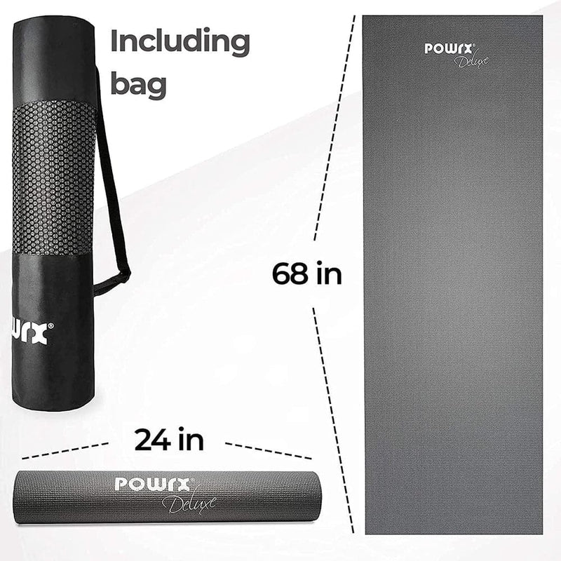 POWRX Yoga Mat with Bag | Excersize mat for workout | Non-slip large yoga mat for women-Sports & Outdoors-Kettlebell Kings