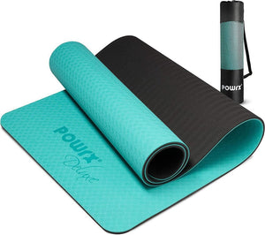 POWRX Yoga Mat 3-layer Technology incl. Carrying Strap + Bag | Excersize mat for workout-Sports & Outdoors-Powrx-Green / Black-Kettlebell Kings