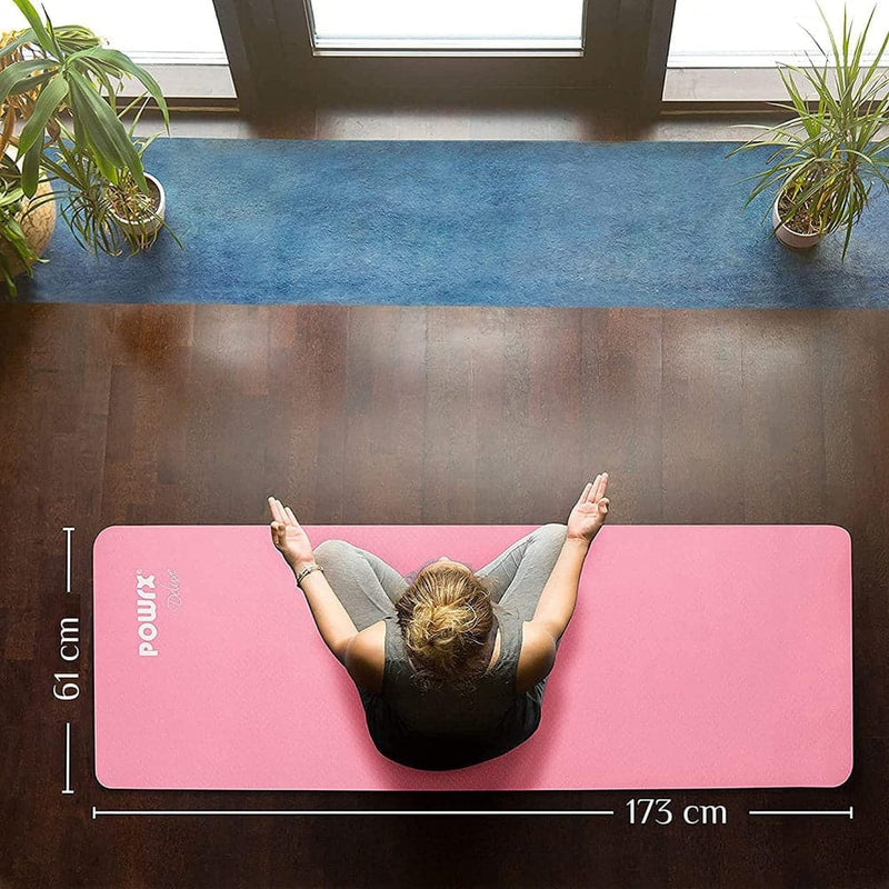 POWRX Yoga Mat TPE with Bag | Excersize mat for workout | Non-slip large yoga mat