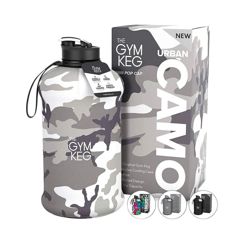Sports Water Bottle 2.2 L Insulated Half Gallon Carry Handle Big Water-Sports & Outdoors-THE GYM KEG-Urban Camo 2.2l-Kettlebell Kings