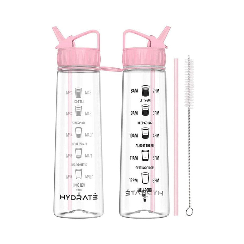 Tracker 900ml St Water Bottle With Motivational Time Markings Bpafree-HYDRATE-Pink-Kettlebell Kings