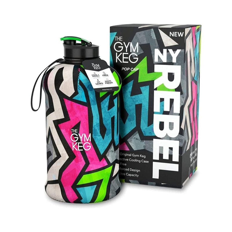 Sports Water Bottle 2.2 L Insulated Half Gallon Carry Handle Big Water-Sports & Outdoors-THE GYM KEG-Ny Rebel 2.2l-Kettlebell Kings